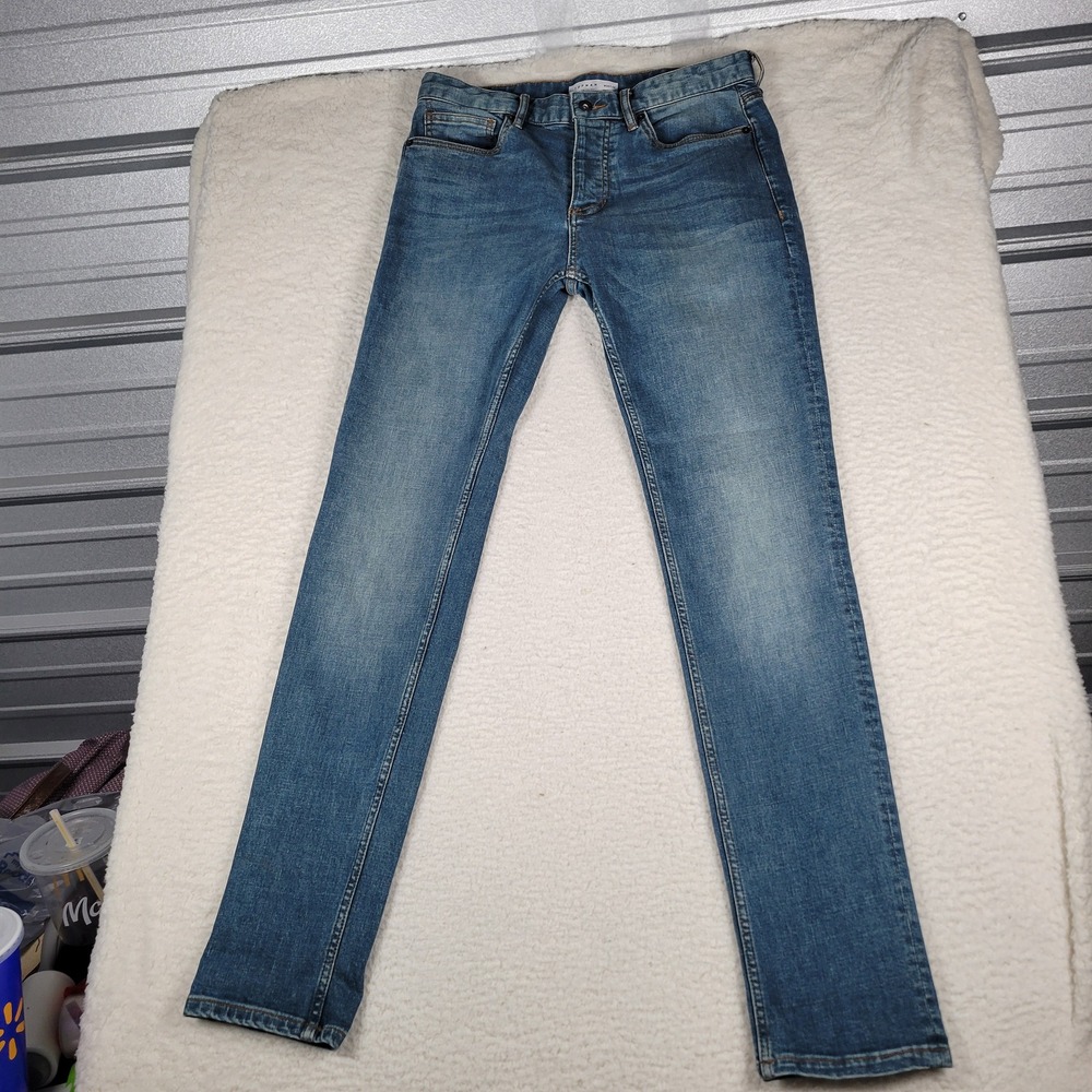Topman Stretch Skinny Jeans Mens 32x34 Blue Medium Wash Faded Denim 69F16SMST